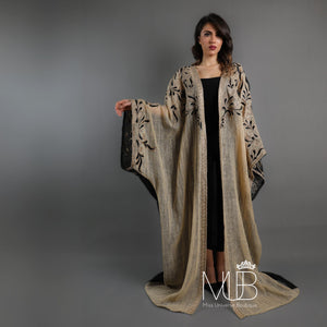 Sahra Beige Black Bisht Abaya