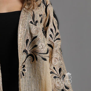 Sahra Beige Black Bisht Abaya