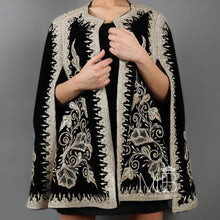 Load image into Gallery viewer, Zahra Floral Velvet Cape Jacket