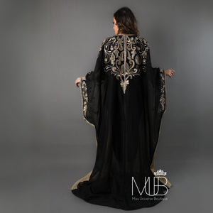 Sahra Beige Black Bisht Abaya