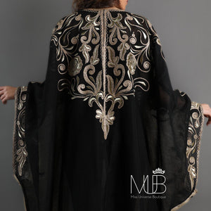 Sahra Beige Black Bisht Abaya