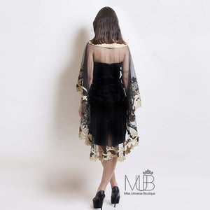 Sham Floral Embroidery Tulle Cape