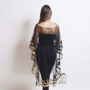 Sham Floral Embroidery Tulle Cape