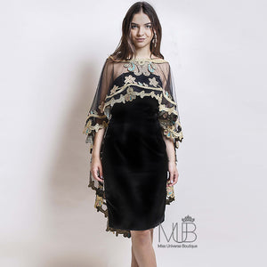 Sham Floral Embroidery Tulle Cape