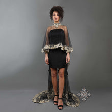 Load image into Gallery viewer, Sahar Black Gold Cape