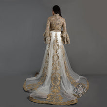 Load image into Gallery viewer, Sama Ruffle Gold Bridal Kaftan