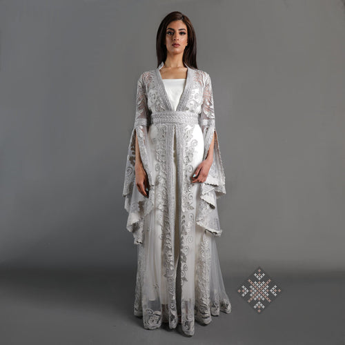 Bayan Simple Silver Kaftan