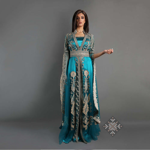 Tara Turquoise Abaya Kaftan