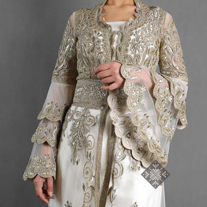 Haneen Silver Gold Ruffle Abaya