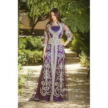 Load image into Gallery viewer, Rana Silver Swirl Purple Kaftan