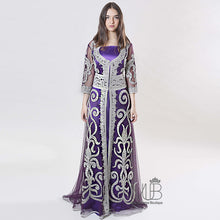 Load image into Gallery viewer, Rana Silver Swirl Purple Kaftan