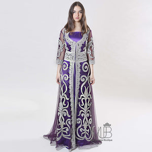 Rana Silver Swirl Purple Kaftan