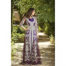 Load image into Gallery viewer, Rana Silver Swirl Purple Kaftan