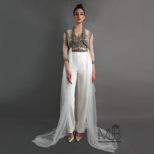 Yasmine Embroidered Bridal Pantsuit