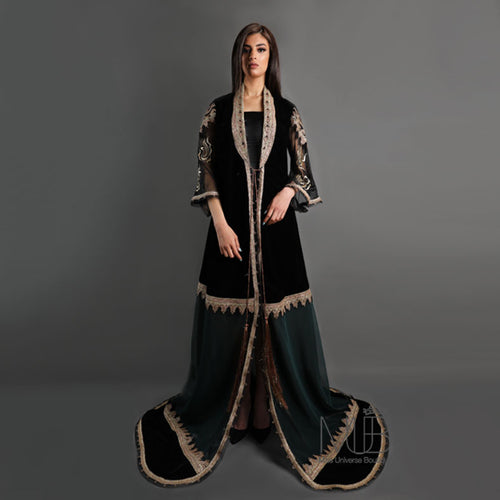 Jasmine Velvet Calligraphy Abaya