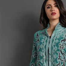 Load image into Gallery viewer, Yara Turquoise Bisht Abaya